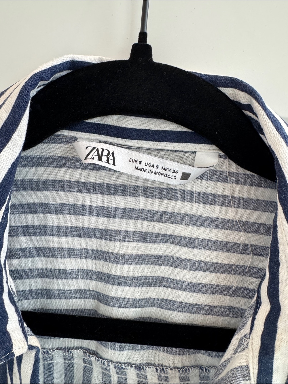 Zara Navy and White Striped Button-Up Shirt - Picture 2 of 3